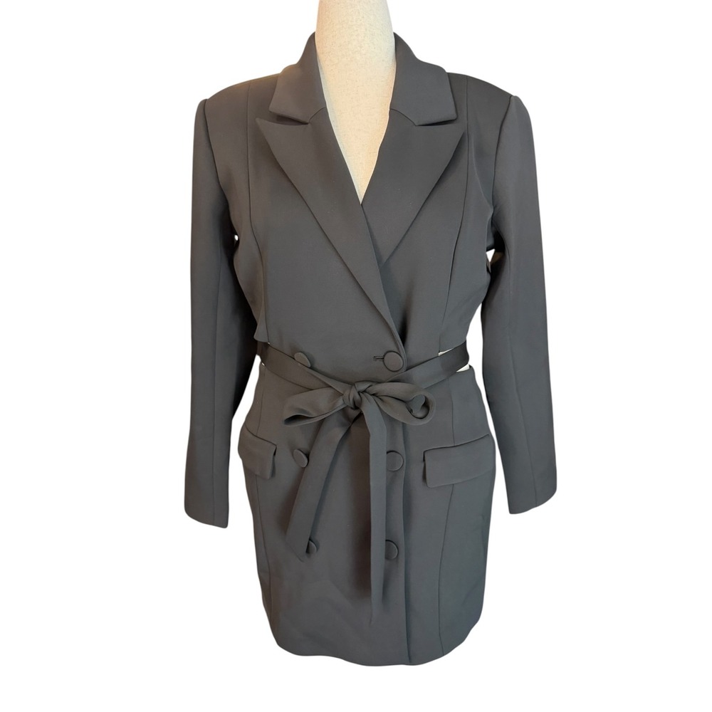 Good American Black Scuba Open Back Exec Dress GJK0105 Size‎ 4 XL NEW